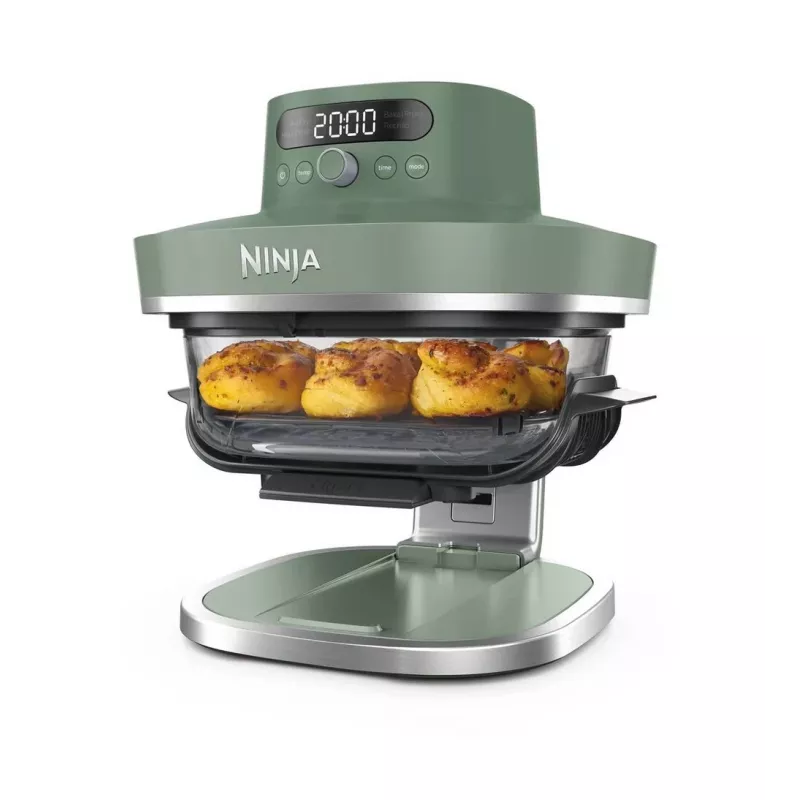 Ninja AS090EUGN Freidora de Aire 5 en 1 XL Glass Air Fryer Crispi Pro, 5,7 l, 2050 W, Verde Musgo
