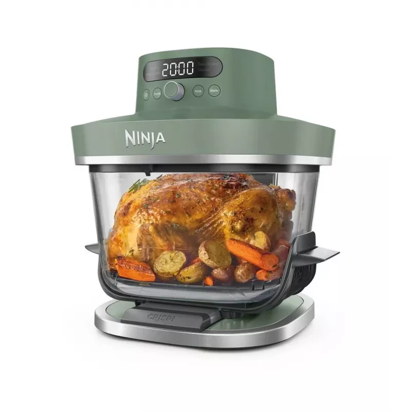 Ninja AS090EUGN Freidora de Aire 5 en 1 XL Glass Air Fryer Crispi Pro, 5,7 l, 2050 W, Verde Musgo