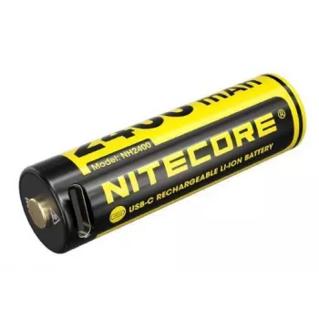 NITECORE NH2400 Batería de Li-Ión AA recargable pack de 2 | 1,5 V de salida constante, carga USB-C, 2400 mWh