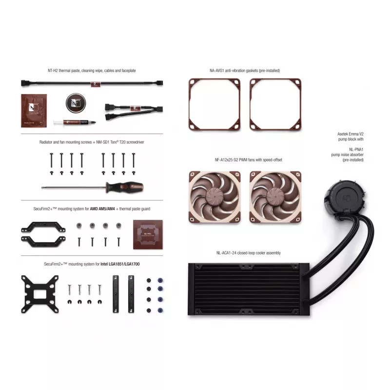 Noctua NL-LC1-24 Disipador de CPU de aire de perfil bajo para AMD AM4 (Ryzen) - negro/marrón