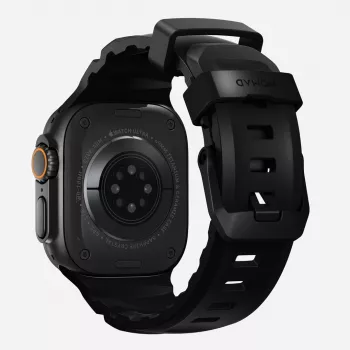 Correa NOMAD Rocky Point para Apple Watch 46mm/49mm con FKM y titanio (Carbon Black, Black Hardware)
