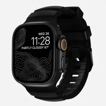 Correa NOMAD Rocky Point para Apple Watch 46mm/49mm con FKM y titanio (Carbon Black, Black Hardware)