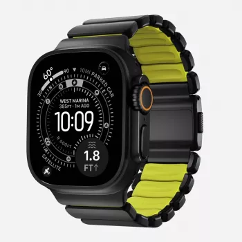 Correa NOMAD Stratos Band - correa de titanio para Apple Watch 49mm con FKM (Black Titanium, Volt FKM)