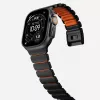 Correa NOMAD Stratos Band - Correa de titanio para Apple Watch 49mm con FKM (Black Titanium, Ultra Orange FKM)