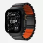 Correa NOMAD Stratos Band - Correa de titanio para Apple Watch 49mm con FKM (Black Titanium, Ultra Orange FKM)