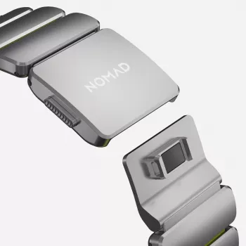 NOMAD Stratos Band - Correa de titanio para Apple Watch 49mm con FKM (Natural Titanium, Volt FKM)