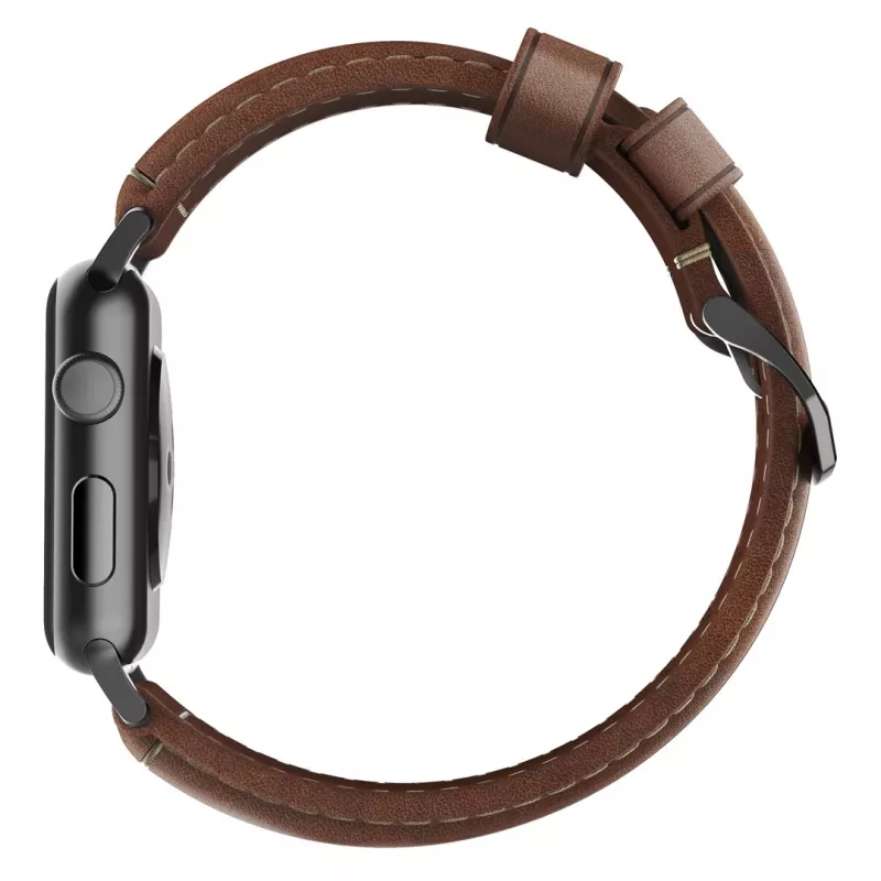 Correa NOMAD Traditional - correa de piel Horween para Apple Watch 46mm/49mm, Rustic Brown, Black Hardware