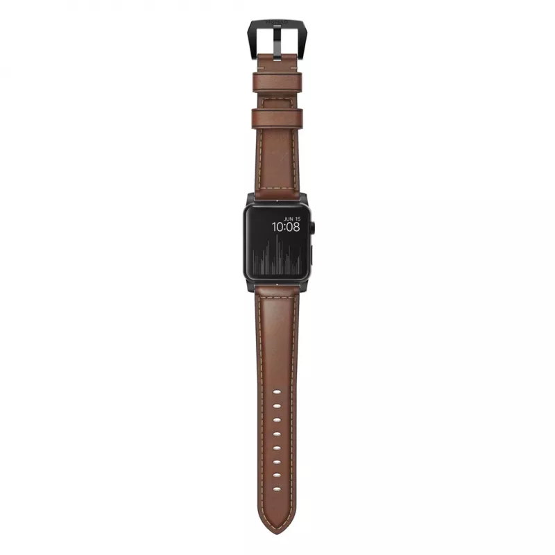 Correa NOMAD Traditional - correa de piel Horween para Apple Watch 46mm/49mm, Rustic Brown, Black Hardware