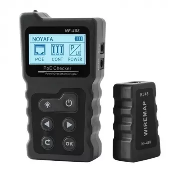 NOYAFA NF-488 Comprobador PoE, 802.3af/at, 5-60V, 0-180W, LCD, RJ45