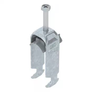 OBO Bettermann BS-H2-K-22 FT Abrazadera de perfil en U de dos piezas, 16-22 mm, acero galvanizado en caliente (serie 2056)