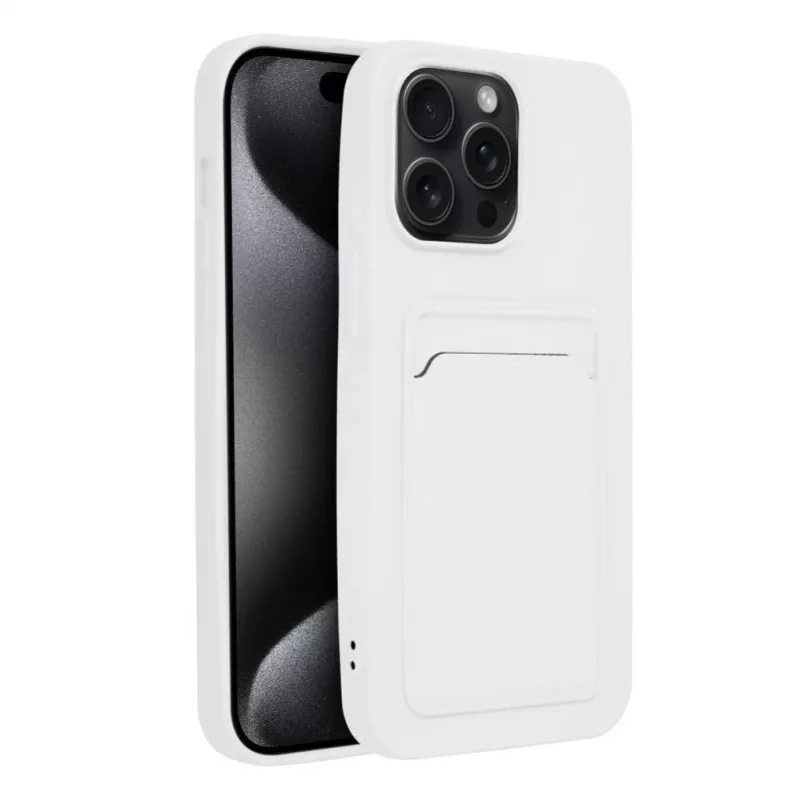 Funda OEM para iPhone 15 Pro Max con tarjetero blanca