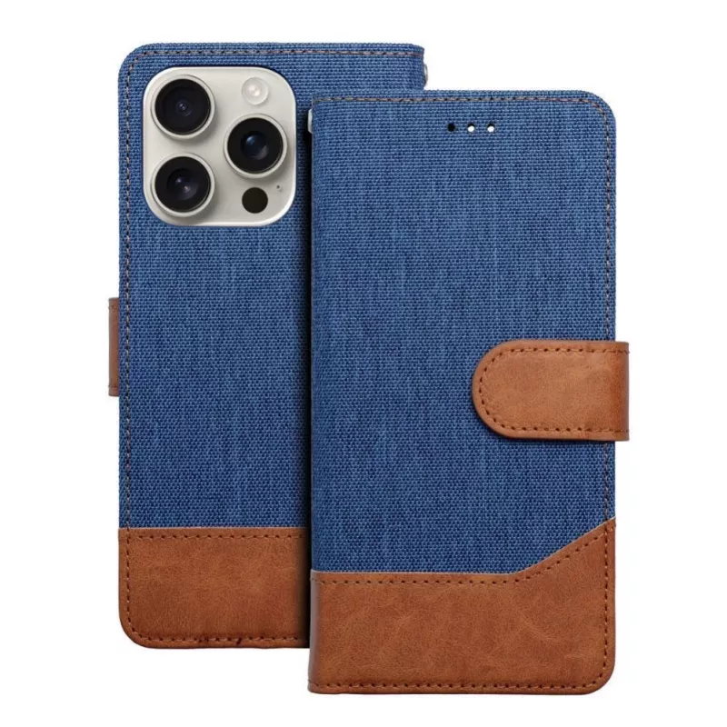 OEM Funda tipo libro para iPhone 16 Pro Max Jeans Book azul