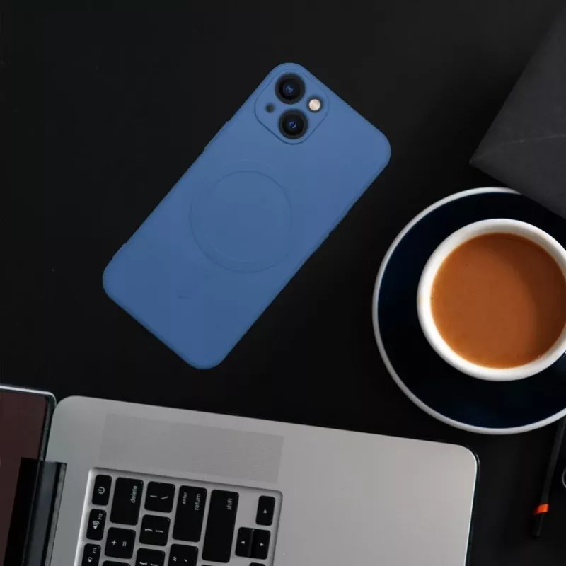 OEM Funda de silicona MagSafe con protección de cámara para Apple iPhone 16 - Azul
