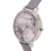 Olivia Burton Enchanted Garden reloj de mujer OB16EM05 - 38 mm caja de acero inoxidable en tono oro rosa, esfera blanca floral, correa de piel gris visón