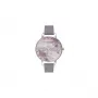 Olivia Burton Enchanted Garden reloj de mujer OB16EM05 - 38 mm caja de acero inoxidable en tono oro rosa, esfera blanca floral, correa de piel gris visón