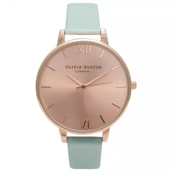 OLIVIA BURTON Reloj mujer Big Dial OB15BD75 38mm caja de acero inoxidable color oro rosa correa de piel gris