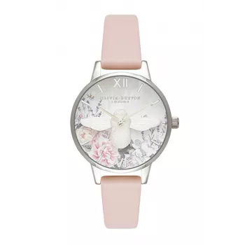 Reloj de mujer OLIVIA BURTON Celestial cuarzo 30 mm oro rosa acero inoxidable piel gris OB16GH09