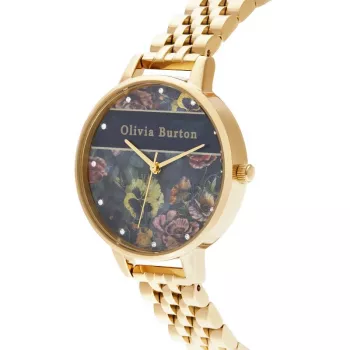 Olivia Burton Reloj de mujer Celestial OB16VS01 34mm caja de acero inoxidable PVD oro rosa pulsera de piel negra