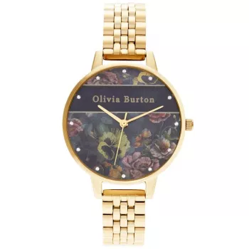 Olivia Burton Reloj de mujer Celestial OB16VS01 34mm caja de acero inoxidable PVD oro rosa pulsera de piel negra