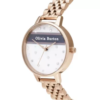 OLIVIA BURTON reloj de mujer analógico de cuarzo Celestial OB16VS06 – 34 mm caja de acero inoxidable en tono oro rosa, correa de piel gris