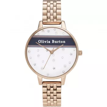 OLIVIA BURTON reloj de mujer analógico de cuarzo Celestial OB16VS06 – 34 mm caja de acero inoxidable en tono oro rosa, correa de piel gris