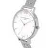 Olivia Burton reloj de mujer Enchanted Garden OB16ES10 - 38mm caja de acero inoxidable en tono oro rosa, esfera blanca floral, correa de piel gris