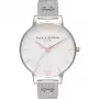 Olivia Burton reloj de mujer Enchanted Garden OB16ES10 - 38mm caja de acero inoxidable en tono oro rosa, esfera blanca floral, correa de piel gris
