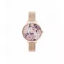 Olivia Burton reloj para mujer Lucky Bee OB16LP01 - caja de oro rosa de 34mm, esfera blanca, correa de piel gris