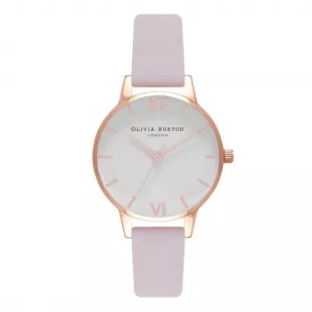OLIVIA BURTON reloj para mujer Midi Dial OB16MDW36 - caja de acero inoxidable de 30mm, correa de piel gris, mecanismo de cuarzo