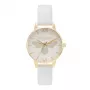 Olivia Burton reloj de mujer OB16FB24 – 30 mm esfera blanca floral, correa de piel rosa claro