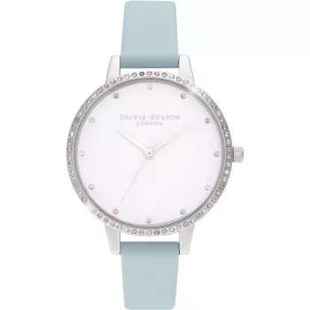 Olivia Burton Reloj de mujer Rainbow Bee OB16RB19 - 34mm oro rosa y piel gris
