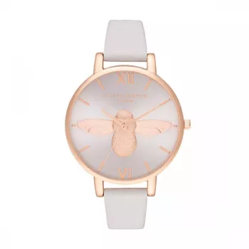 Olivia Burton Reloj de mujer Sparkle Bee OB16AM158 - 38mm Oro rosa Acero inoxidable Milanesa