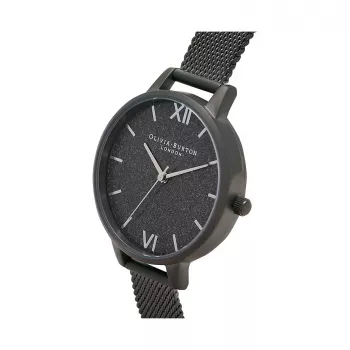 Olivia Burton reloj de mujer de cuarzo Sparkle Bee OB16GD49 - 34mm, esfera blanca, correa de piel gris