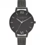Olivia Burton reloj de mujer de cuarzo Sparkle Bee OB16GD49 - 34mm, esfera blanca, correa de piel gris