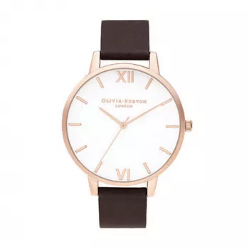 Olivia Burton Reloj de mujer Sparkle Bee OB16SH07 - 34 mm caja de acero inoxidable tono oro rosa, esfera de nácar blanca, correa de piel gris