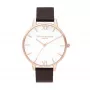 Olivia Burton reloj de mujer Sparkle Bee OB16SH07 – 34mm caja de acero inoxidable en tono oro rosa, esfera blanca de nácar, correa de piel gris