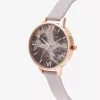 Olivia Burton reloj de mujer Sparkle Bee OB16SP15 - 34 mm caja de acero inoxidable, correa de piel gris, esfera blanca/plateada