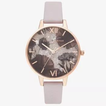 Olivia Burton reloj de mujer Sparkle Bee OB16SP15 - 34 mm caja de acero inoxidable, correa de piel gris, esfera blanca/plateada