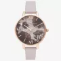 Olivia Burton reloj de mujer Sparkle Bee OB16SP15 - 34 mm caja de acero inoxidable, correa de piel gris, esfera blanca/plateada