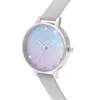 Olivia Burton reloj de mujer Sparkle Floral OB16US49 – 34 mm caja de acero inoxidable en tono oro rosa, correa de piel gris, esfera blanca floral