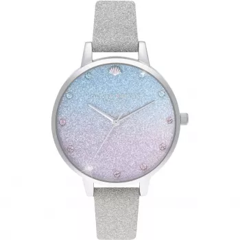 Reloj de mujer Olivia Burton Sparkle Floral OB16US49 - Caja de 34 mm de acero inoxidable color oro rosa, correa de piel gris, esfera blanca con estampado floral