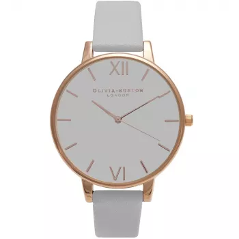 Olivia Burton reloj para mujer OB15BD61 38mm caja de acero inoxidable esfera blanca con flores correa de piel gris