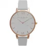 Olivia Burton reloj para mujer OB15BD61 38mm caja de acero inoxidable esfera blanca con flores correa de piel gris