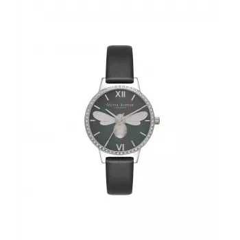 OLIVIA BURTON Reloj para mujer OB16BB13 30 mm esfera negra correa de piel