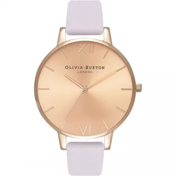 Olivia Burton Reloj de mujer OB16BD110 38mm carcasa de acero inoxidable oro rosa correa de piel gris