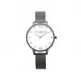 Olivia Burton reloj de mujer OB16BDW06 38mm – esfera blanca floral, correa de piel gris