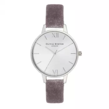 OLIVIA BURTON Reloj para mujer OB16DE04 34 mm caja de acero inoxidable oro rosa correa de piel gris cuarzo analógico