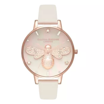 OLIVIA BURTON Reloj para mujer OB16GB10 34 mm Esfera gris con purpurina Correa de piel