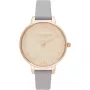 Olivia Burton reloj para mujer OB16GD45 34 mm esfera gris con purpurina correa de piel con acero inoxidable chapado en oro rosa