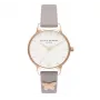 Olivia Burton Reloj de mujer OB16MDW39 30 mm acero inoxidable piel gris